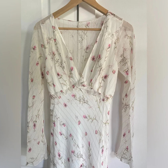 NEW LoveShackFancy Dalila Dainty Floral Maxi Dress Azalea Pink Chiffon | size 2 - Picture 8 of 12